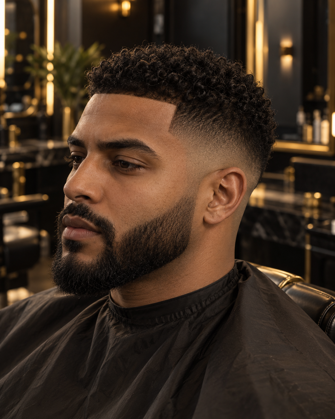 Curly top with clean mid fade
